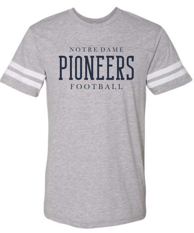 ND Football Heathered Grey Ringer Tee