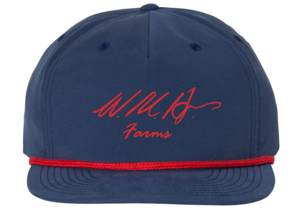 Navy and Red WMH Farms Rope Cap