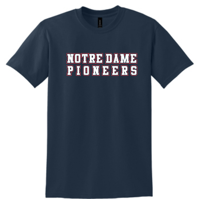 Notre Dame Navy Block Letters Cotton Tee