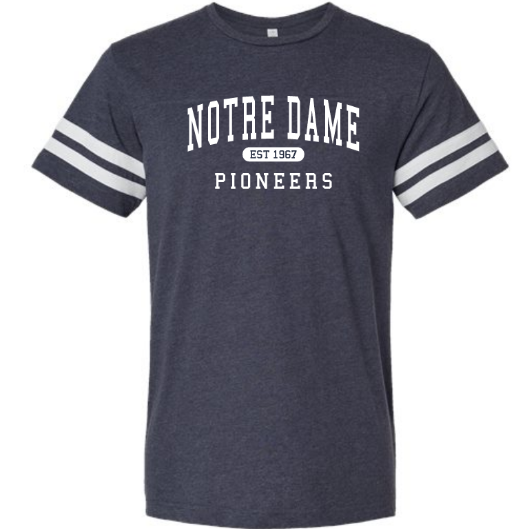 ND Football Navy Ringer Tee