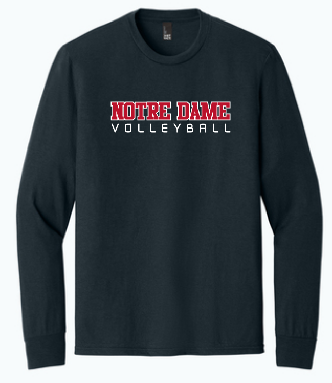 ND Volleyball Navy Long Sleeve Soft Cotton Tee