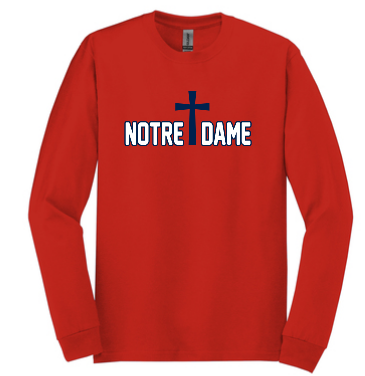 ND Cheer Red Cotton Long Sleeve Tee