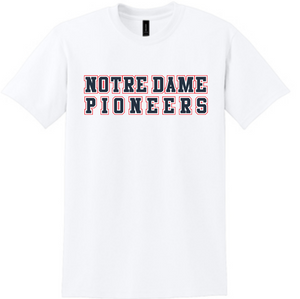 Notre Dame White Block Letters Cotton Tee