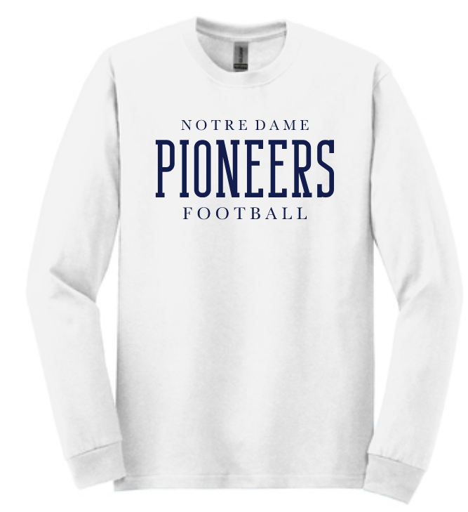 ND Football White Cotton Long Sleeve Tee