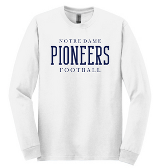 ND Football White Cotton Long Sleeve Tee