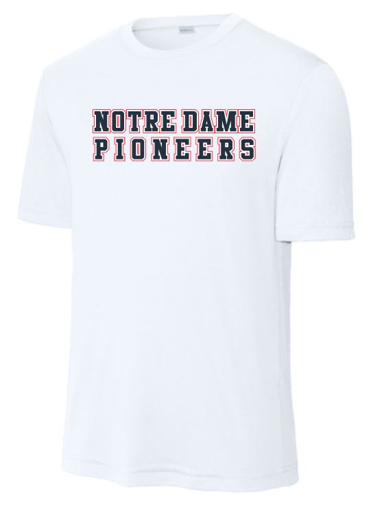 Notre Dame White Block Letters Dri Fit Tee