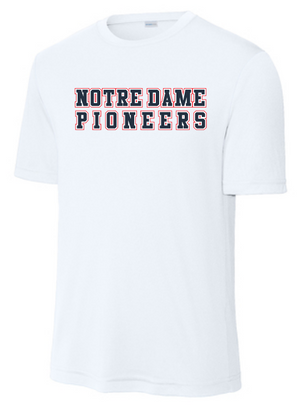 Notre Dame White Block Letters Dri Fit Tee