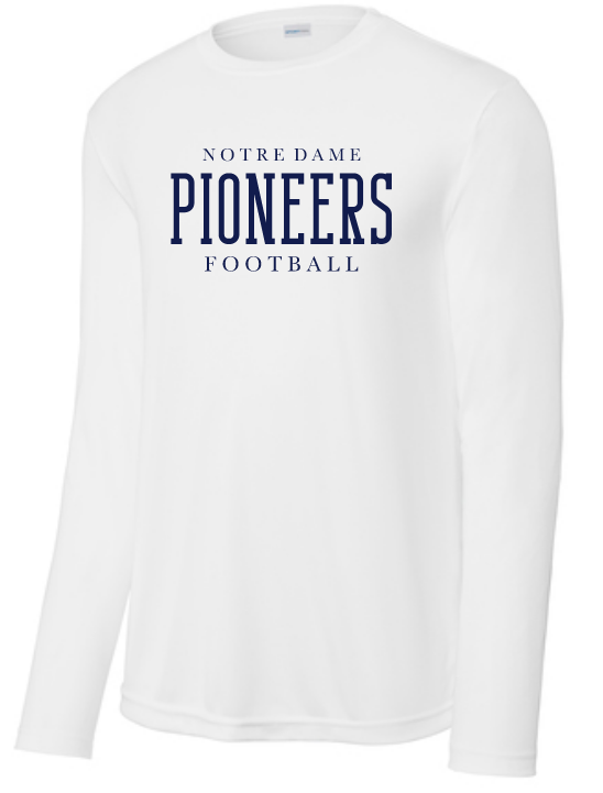 ND Football White Dri Fit Long Sleeve Tee