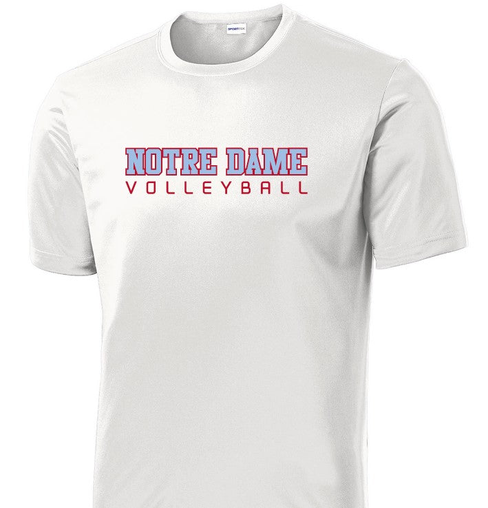 White ND Volleyball Dri Fit Tee